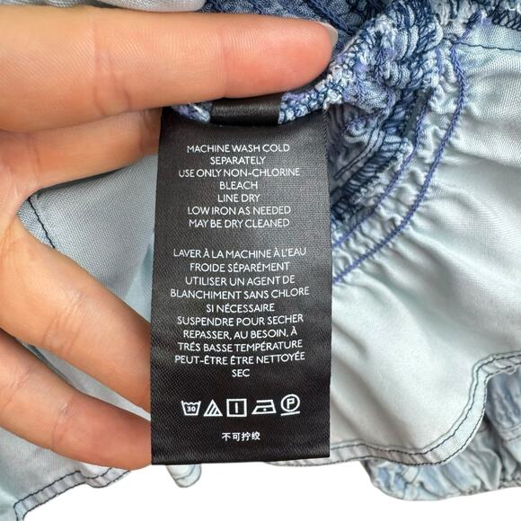 Anthropologie Pilcro Blue Ombre Chambray Smocked Square Neck Cropped Top - Picture 14 of 14